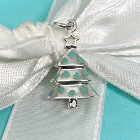 Tiffany & Co. Christmas Tree Charm Blue Enamel 925 New - Picture 6 of 6
